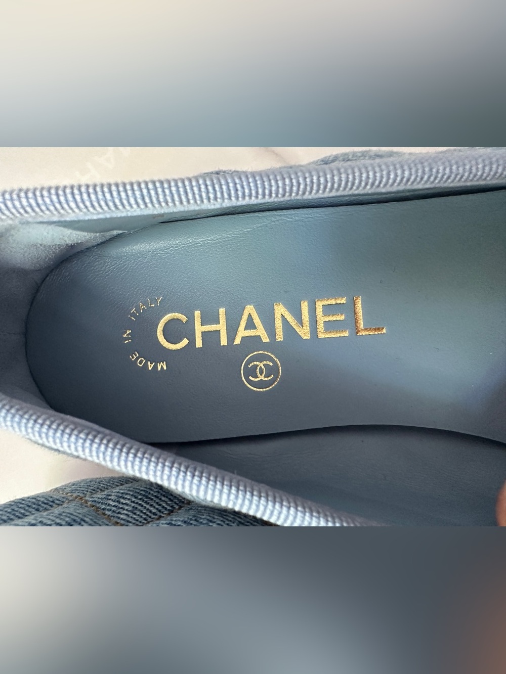CHANEL 2026B Blue Quilted Denim Ballet Flats - Classic Logo size 38.5 - Picture 4 of 16